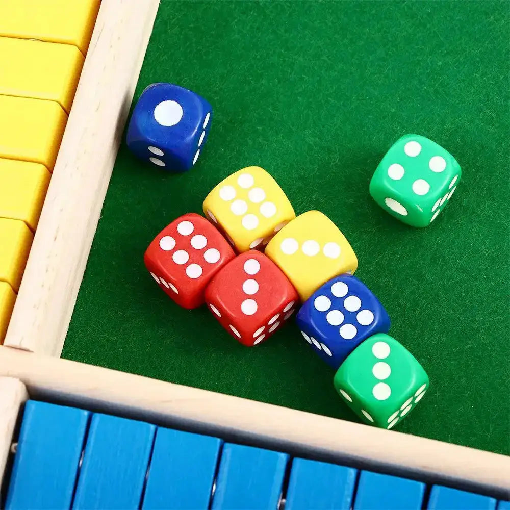 Wooden Arithmetic Dice Board Game Four Sided Flip Card Toy for Four Players Party Numbers Challenge