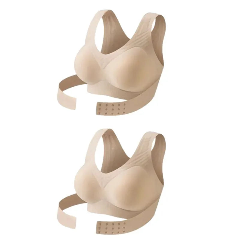 Simples Market FallSweet wireless posture correction bra, nude seamless cross-back bralette, 2-pack