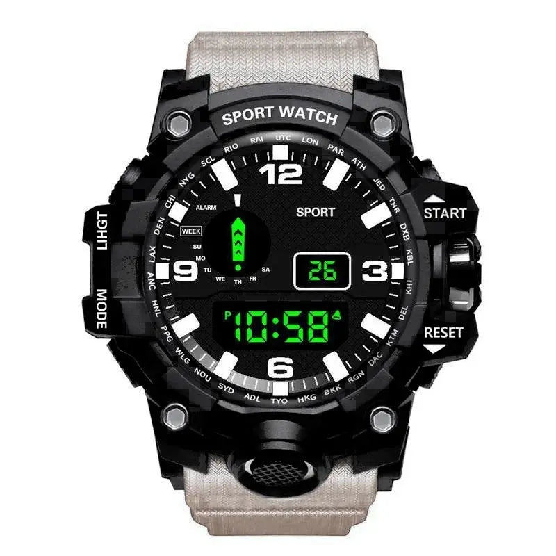 AuroraTime Mens Digital Sports Watch Large Dial Waterproof Luminous Multifunctional Alarm For Everyday Use