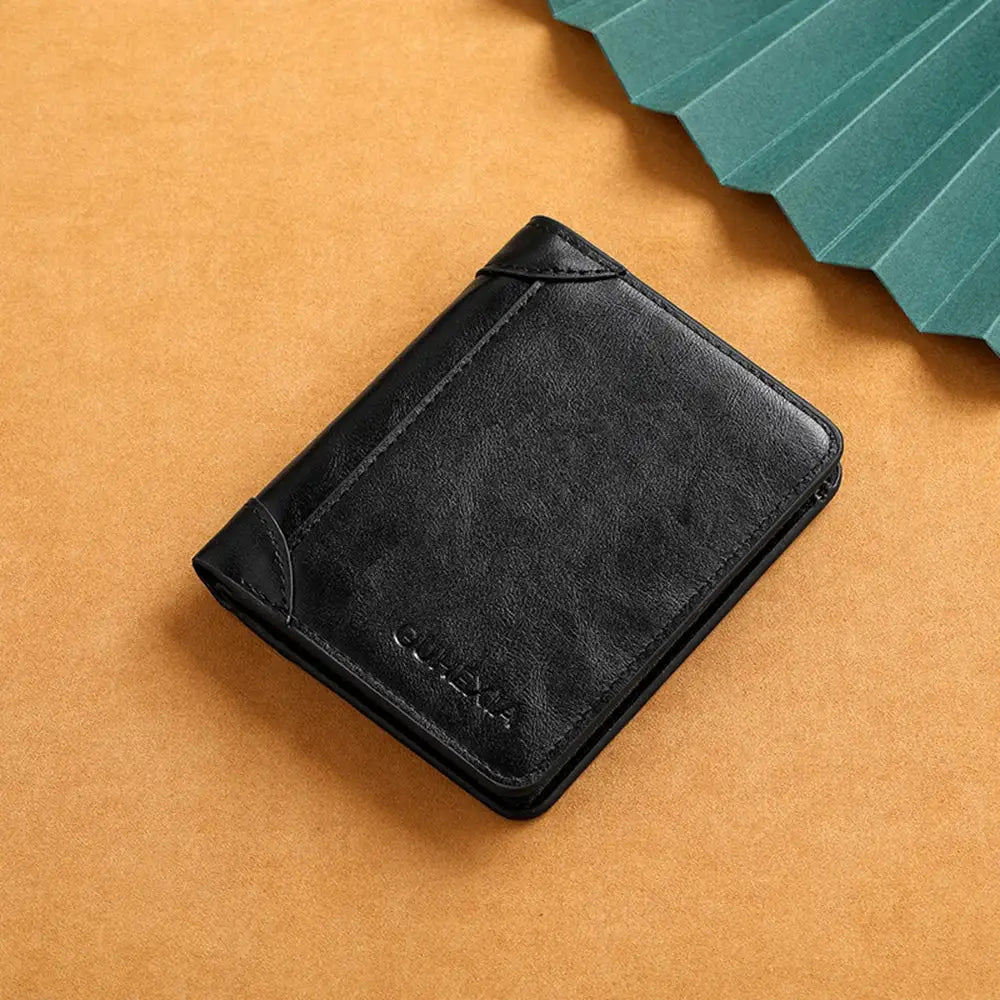 Simples Market black PU leather RFID wallet for men, slim vertical cardholder