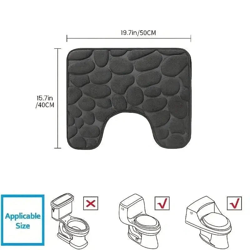 AquaGuard Washroom U Shaped Toilet Foot Mat Waterproof Absorbent Non Slip Comfort For Bathrooms