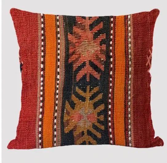 Bohemian linen cushion cover from Simples Market with multicolor geometric print