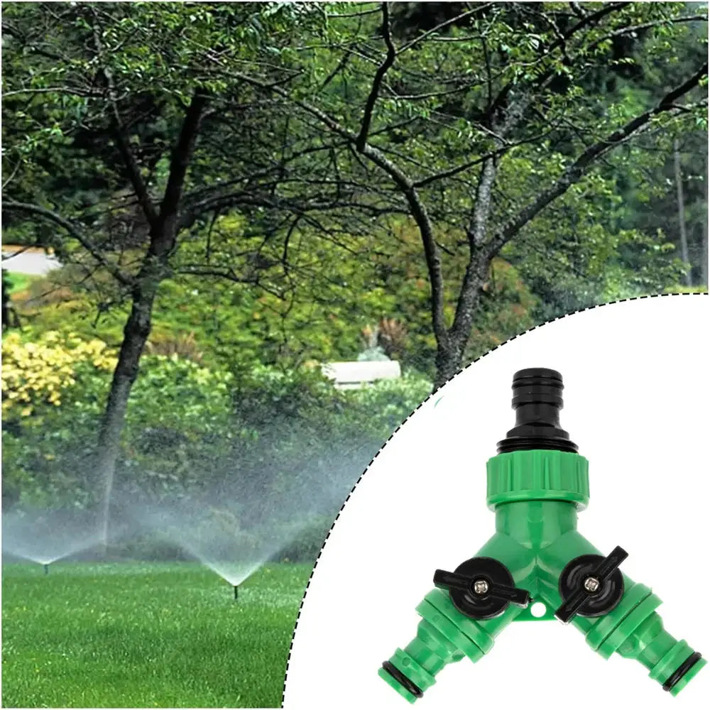 Y Shape Garden Hose Splitter Valve Three Way Connector With Switch For Independent Outlet Watering And Planting