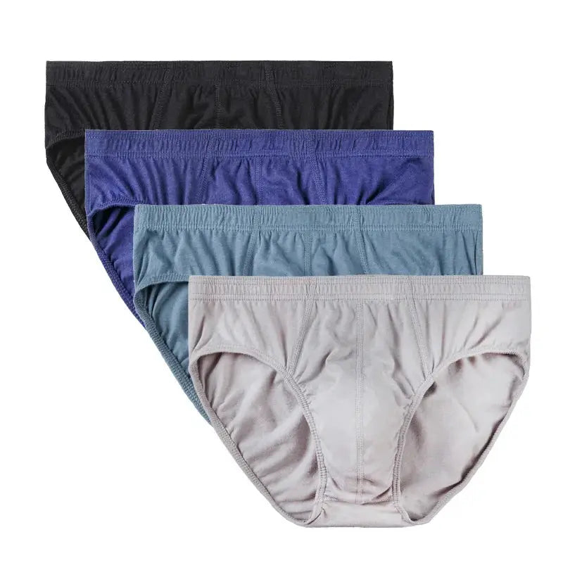 Men's 4-pack breathable cotton briefs in assorted colors