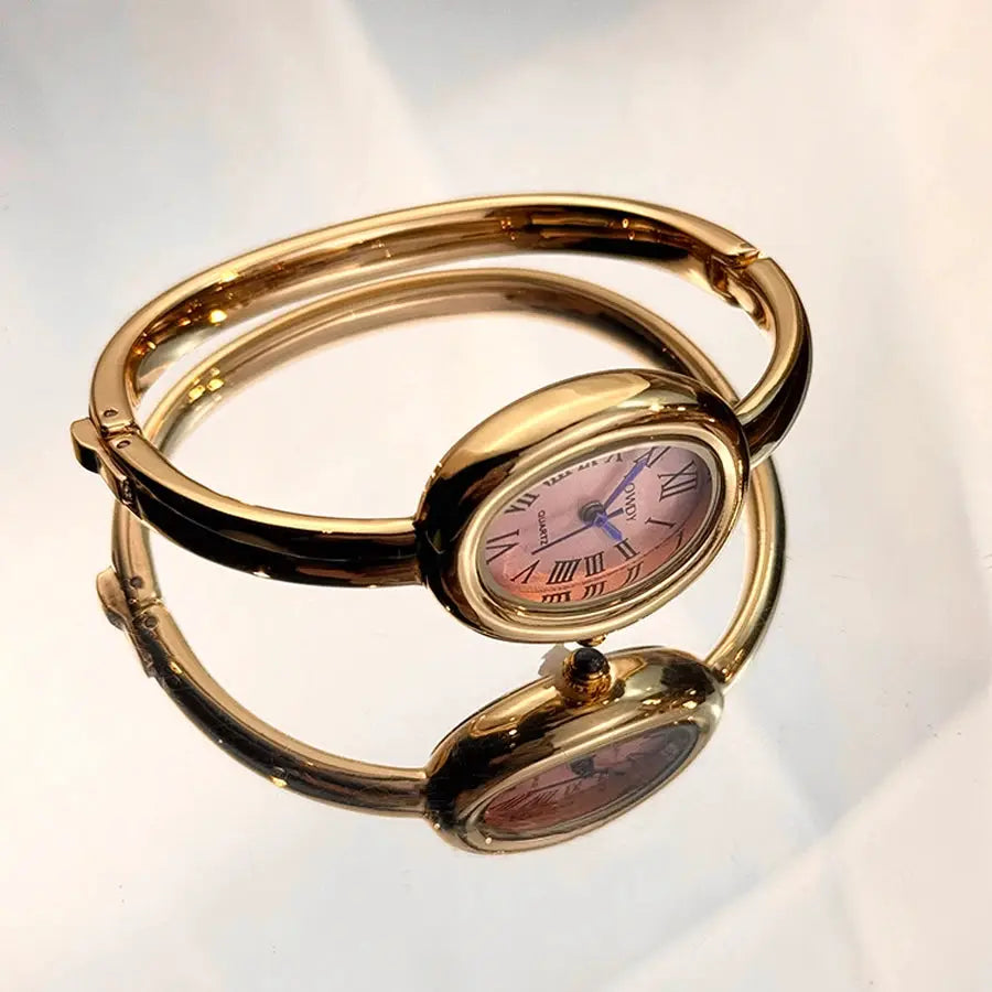 Luxora Bath Tub Bracelet Watch For Women With Oval Quartz Case And Small Dial Roman Numerals
