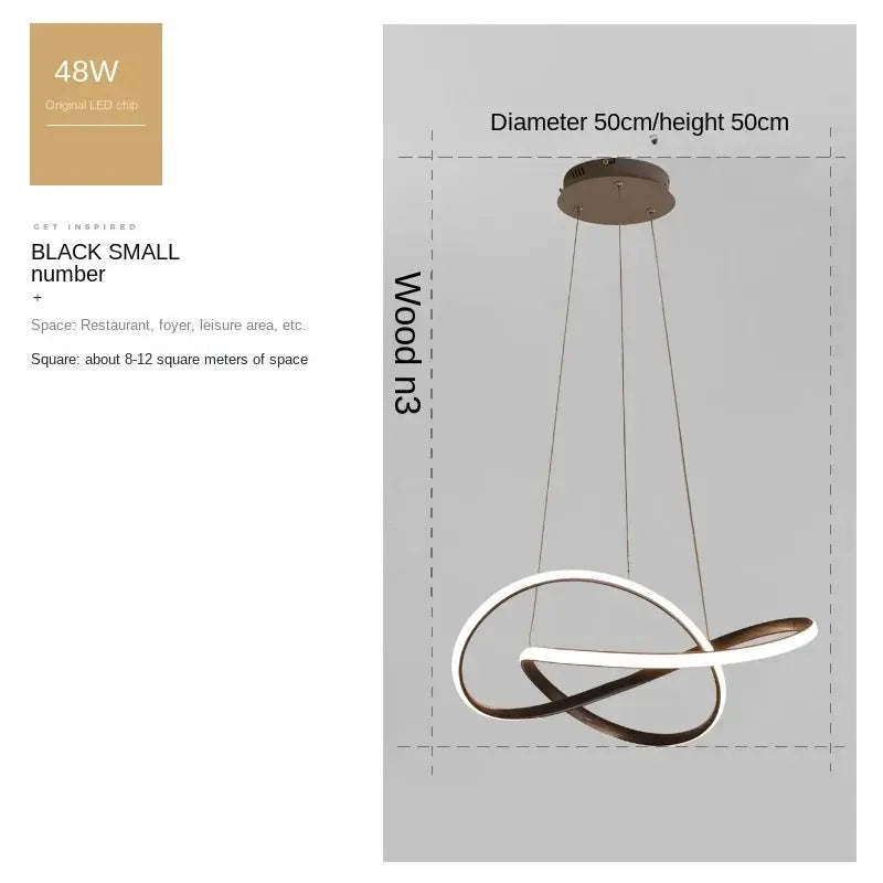 Dining room pendant lamp Simples Market, bronze Nordic modern LED ring design.