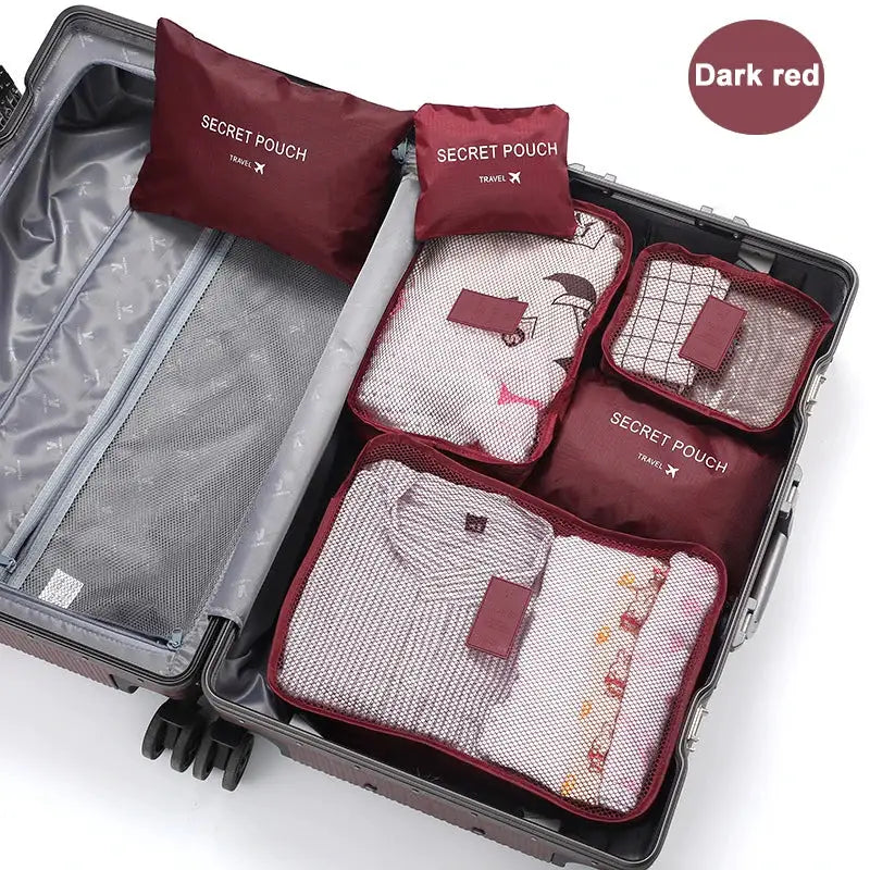 GlobeTrek 6 Piece Travel Clothes Storage Bags Set Space Saving Portable Luggage Organizer Packing Cubes