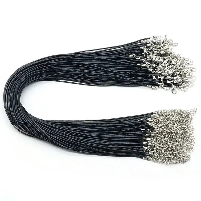 30Pcs Set 50cm Waxed Leather Rope Necklace Cord With Lobster Clasp Black Leather DIY Jewelry Lanyard