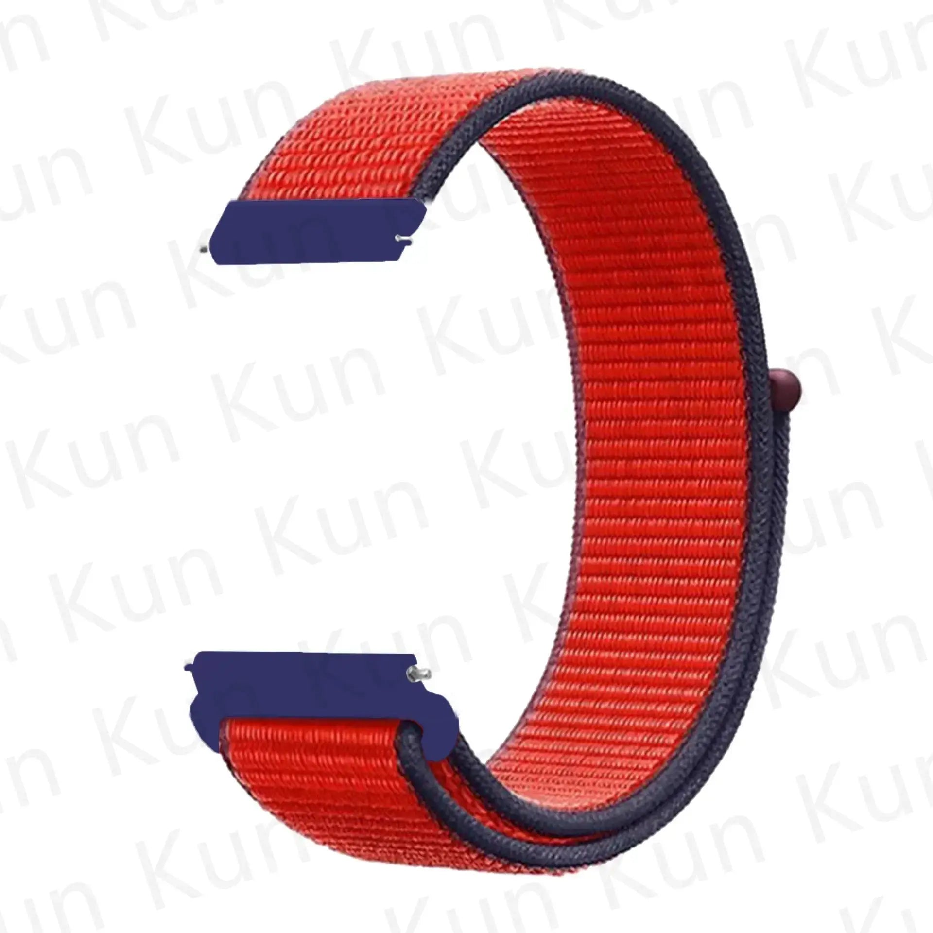 Nylon watch strap for Redmi Watch 5 Active/Lite and Xiaomi Watch S4, red with navy edging, 20–22mm.