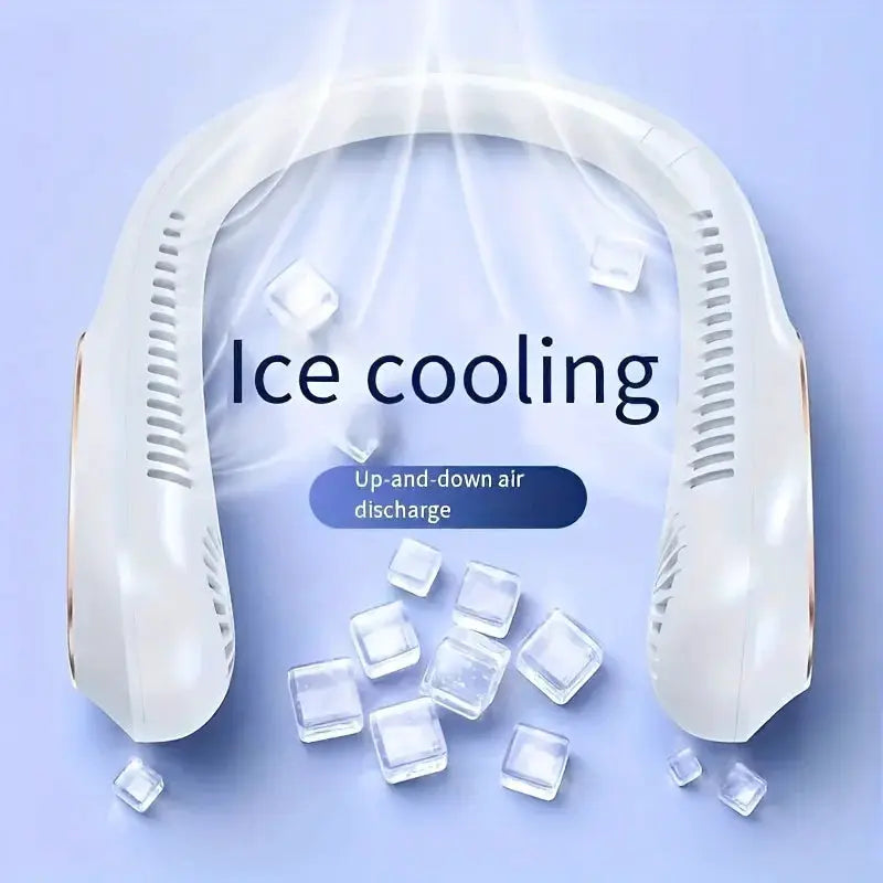 Free Hands No Leaf Neck Hanging Fan Portable Mini Turbine Fan With Digital Display USB Charging For Outdoor Hiking Camping