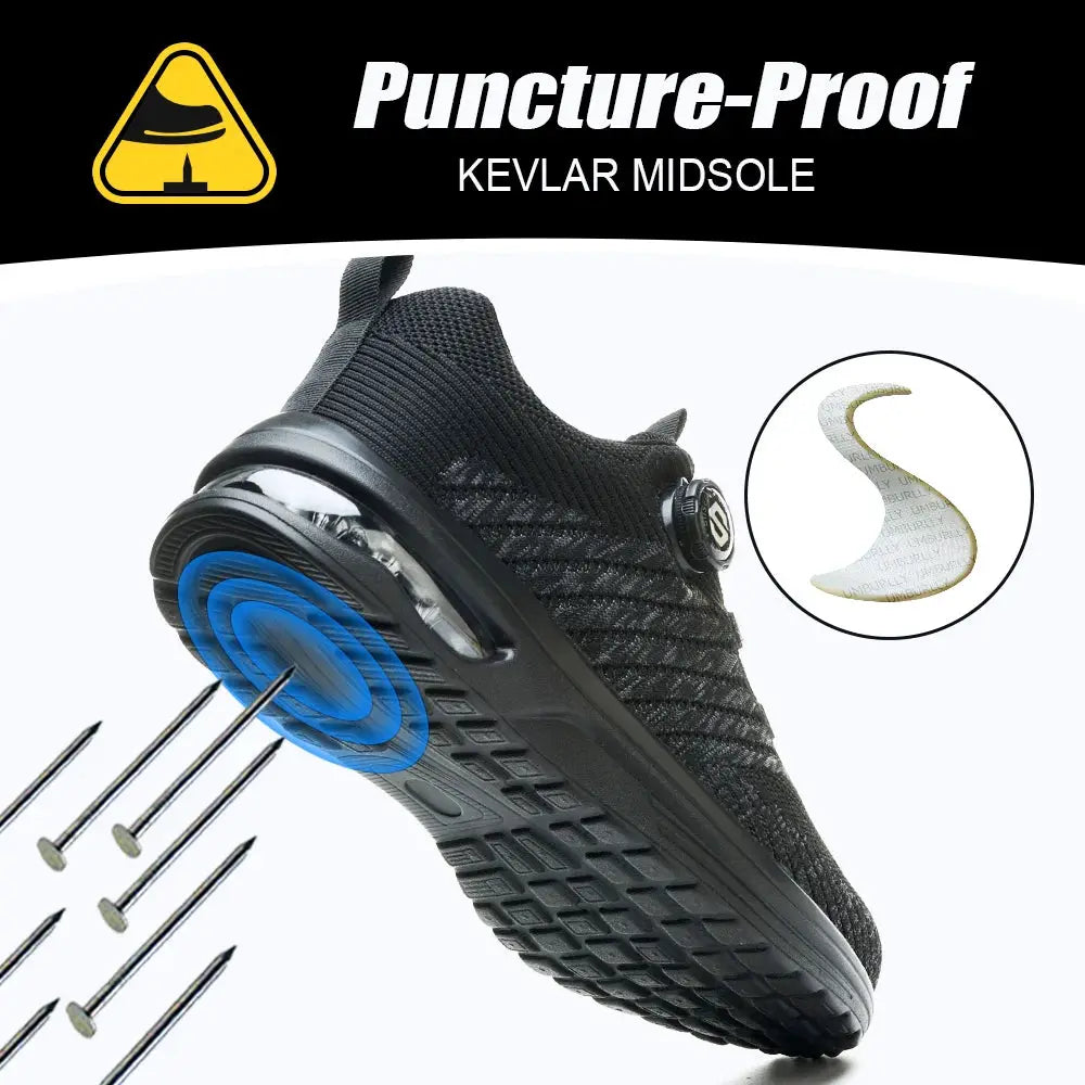 New Men's Rotary Buckle Safety Shoes Anti Impact Anti Piercing Lightweight Work Boots Outdoor Pro
