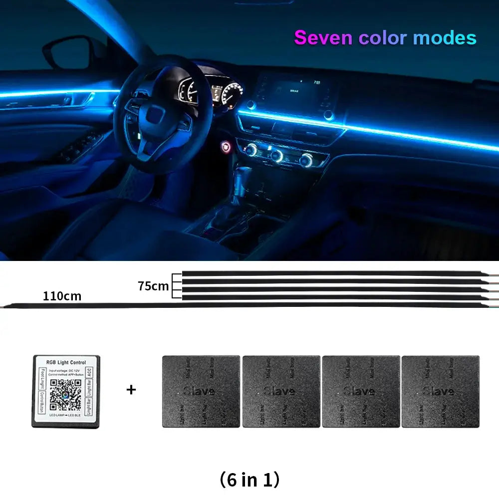 14 And 18 Inch LED Car Ambient Light Kit RGB Color Symphony Acrylic Lamp With App Control One Zone Dual Zone