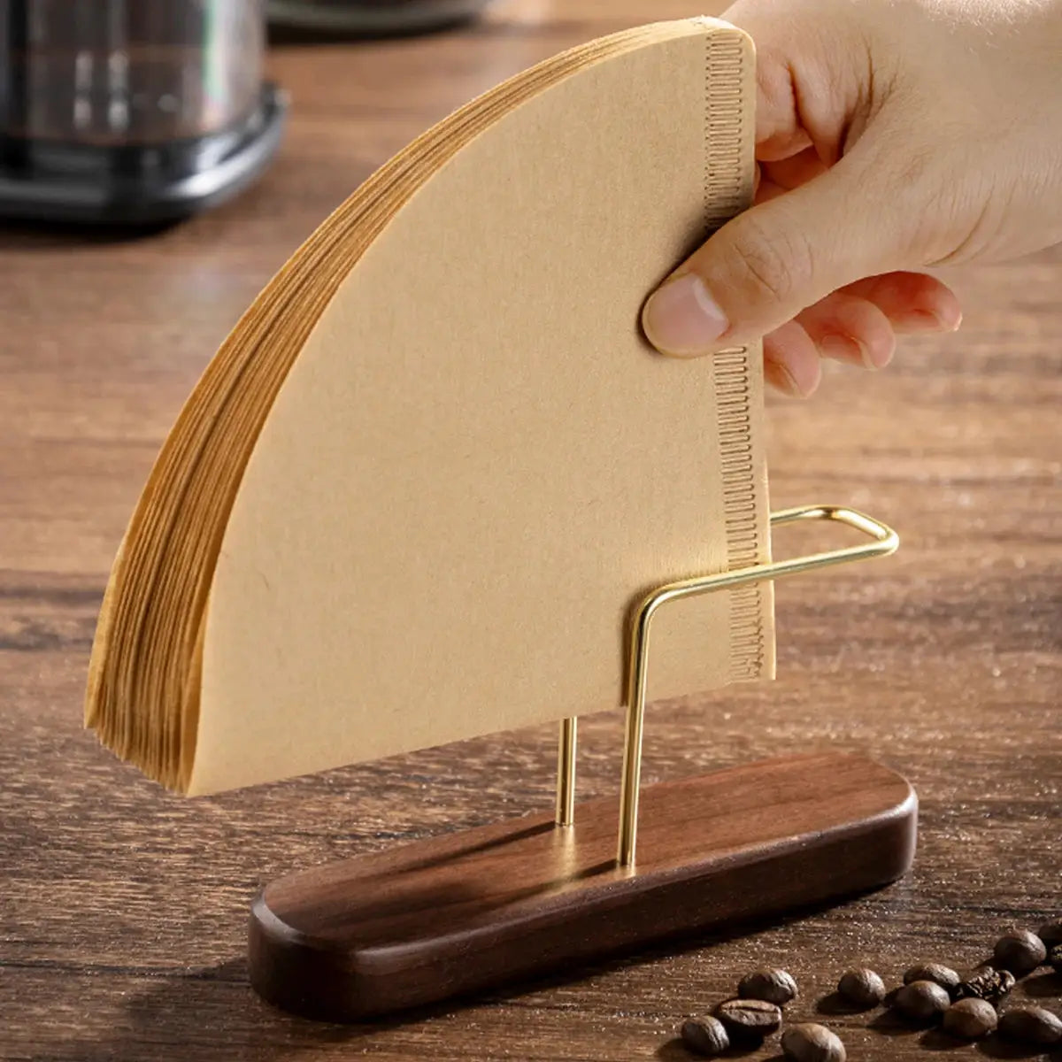 EverWood Solid Wood Coffee Filter Paper Holder Vertical Dustproof Storage Rack For Kitchen