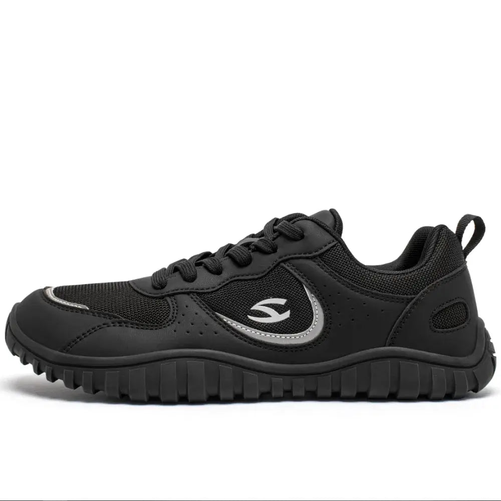 HOBIBEAR black unisex wide-toe lace-up walking sneakers by Simples Market, breathable mesh with rugged outsole