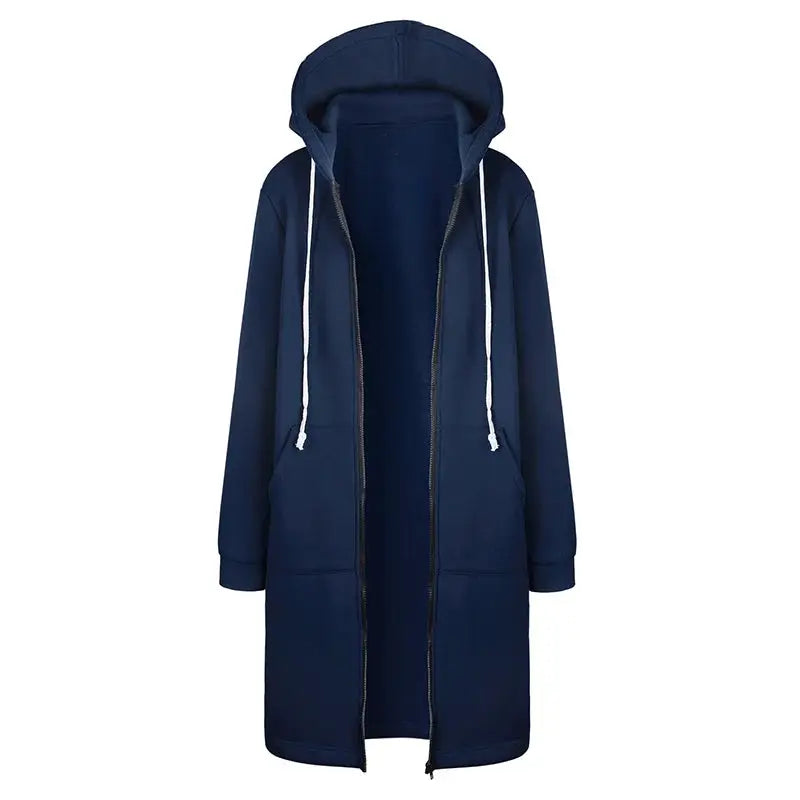 Thickened Hoodies For Women Maxi Length Parka Hoodie Insulated Winter Coat With Zipper Pockets