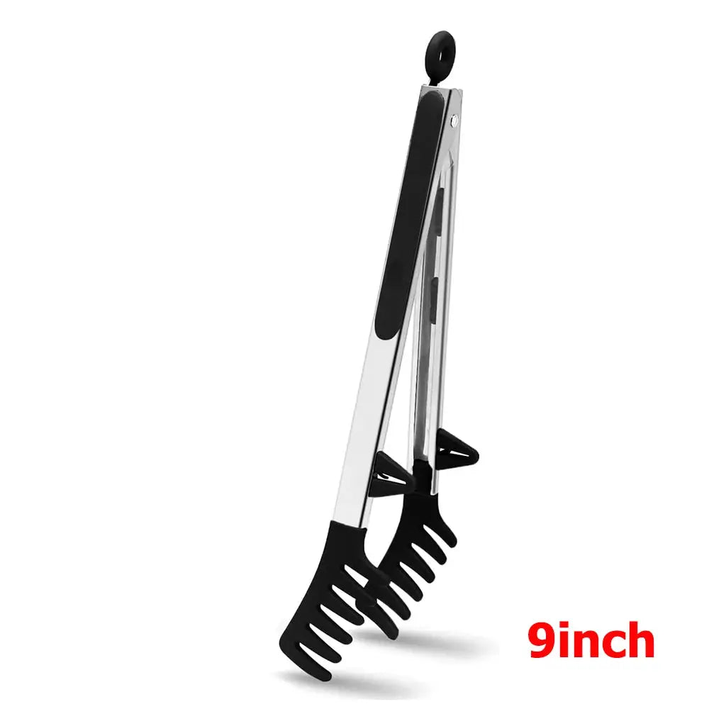LMETJMA Silicone Kitchen Tongs Nonstick Heat Resistant for BBQ Salad Pasta Steak Noodles JT302