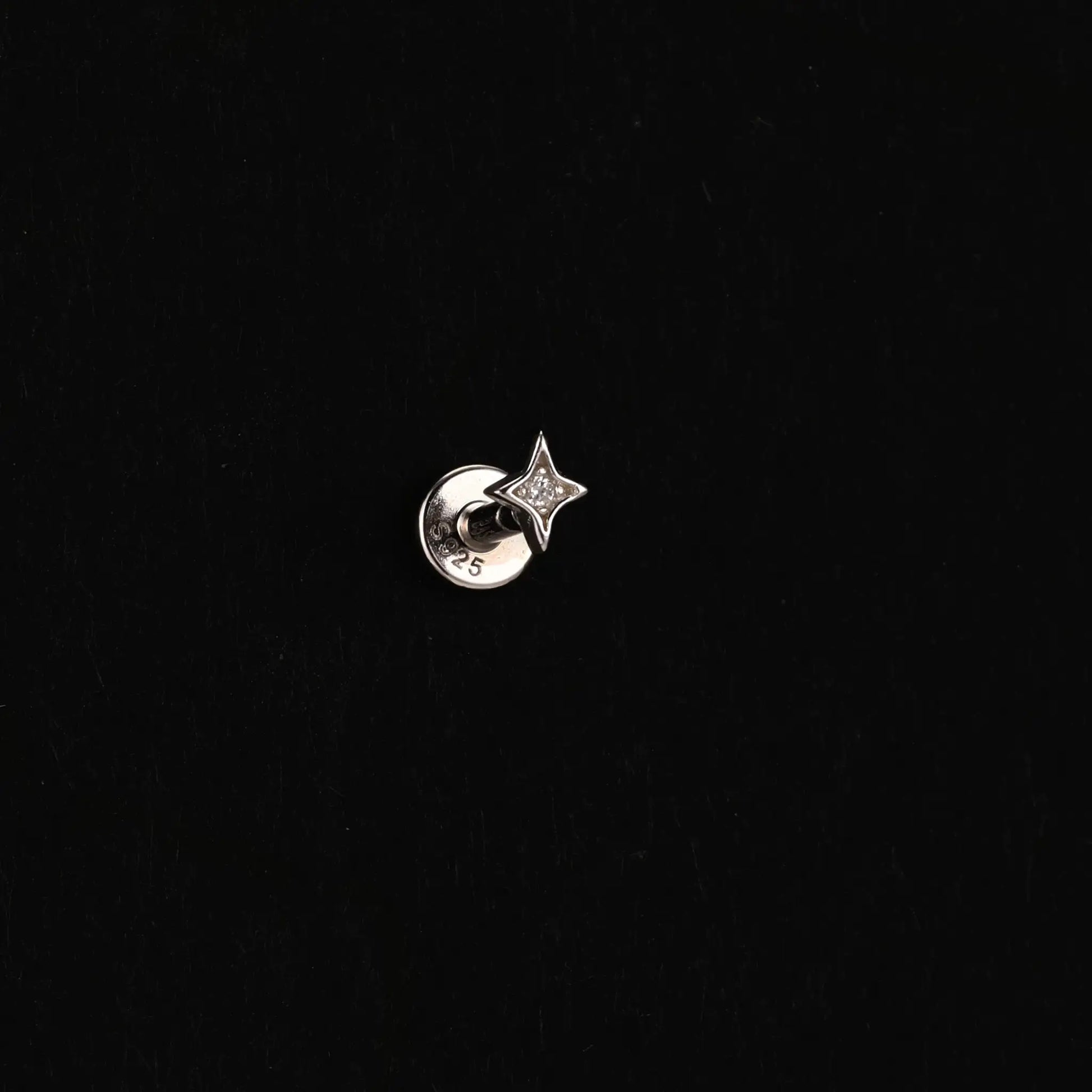 AIDE heart round ball flat helix piercing earring, 925 sterling silver ear stud with zircon accents
