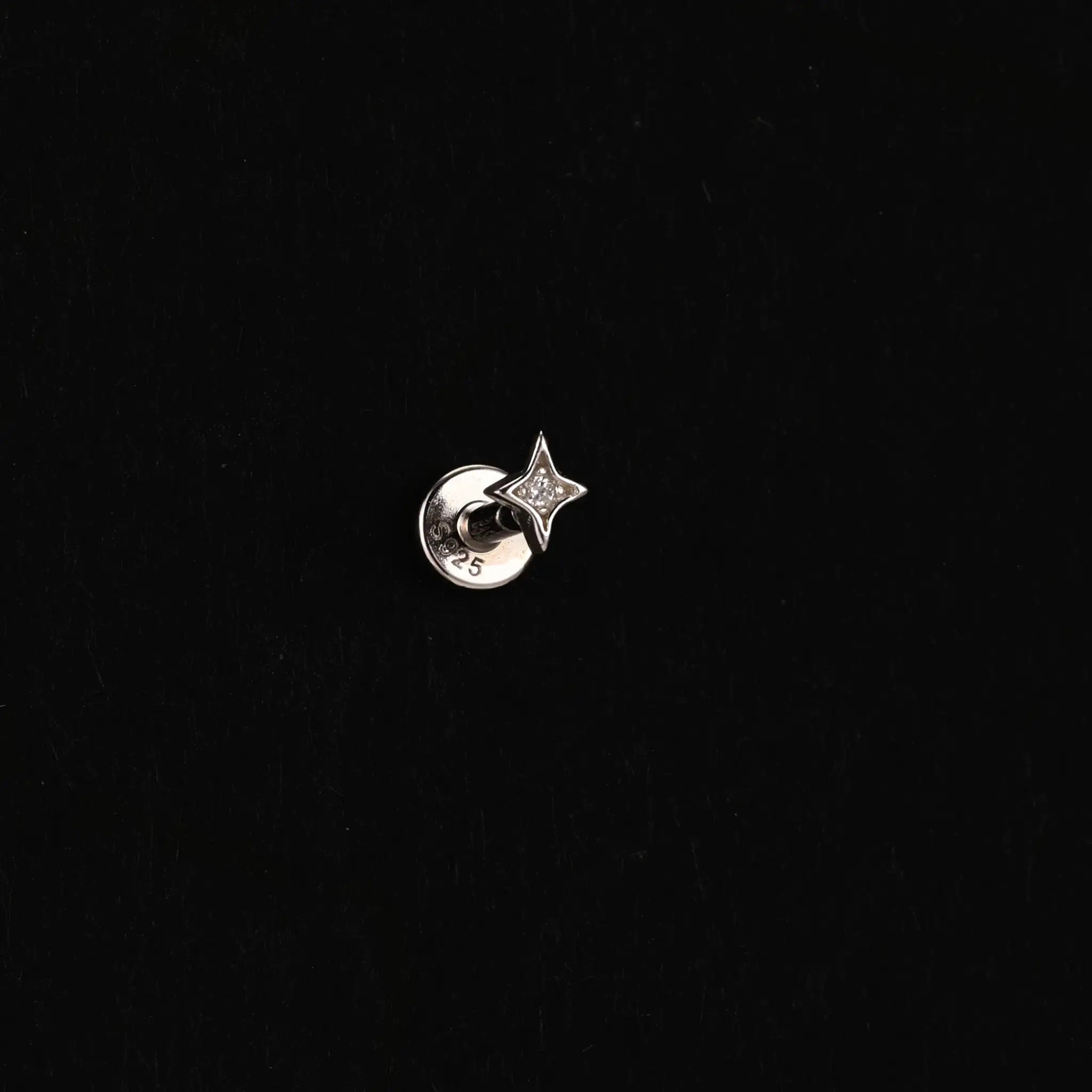 AIDE heart round ball flat helix piercing earring, 925 sterling silver ear stud with zircon accents