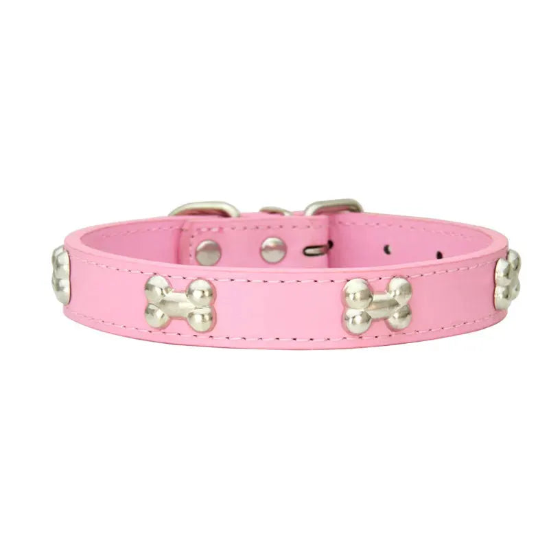 Bone Leather Durable Pet Collar For Dogs And Cats Puppies Pugs Chihuahuas Small And Large