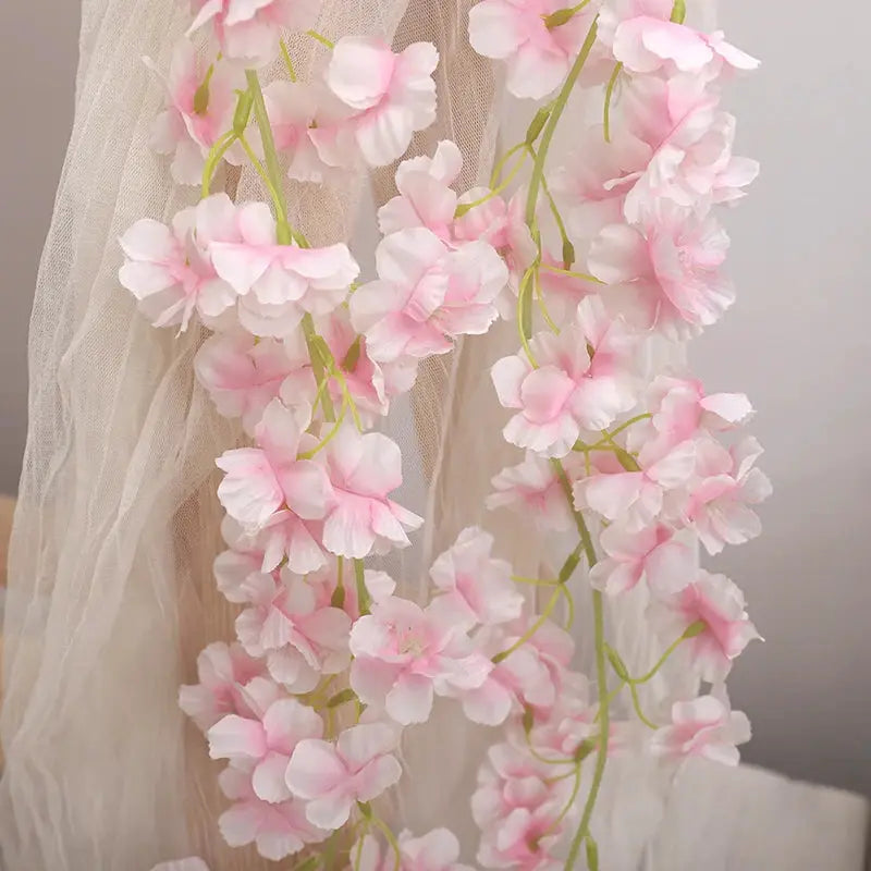 Artificial Sakura Flowers Vine Hanging Floral Garland Home Garden Wedding Arch Party Cherry Blossom Wall Decor