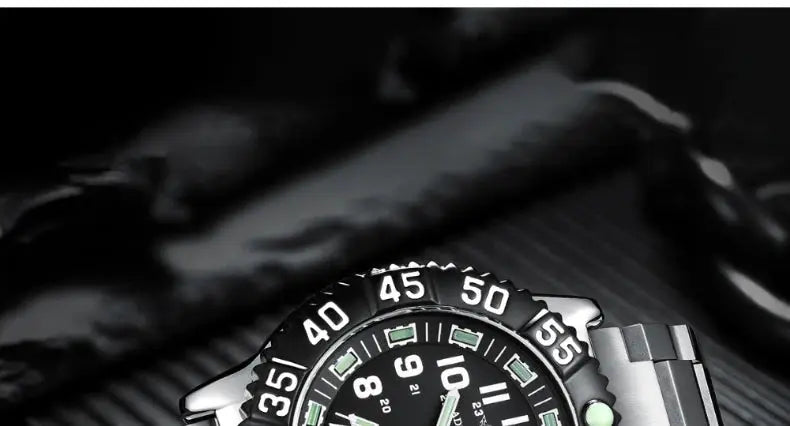 Addies Dive men's watch with black dial and rotating bezel