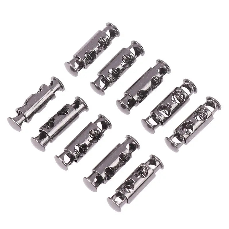 10 Piece Metal Double Hole Head Spring Cord Locks Adjustable Buckles Tightening Fasteners For Elastic Cords Sewing Tools