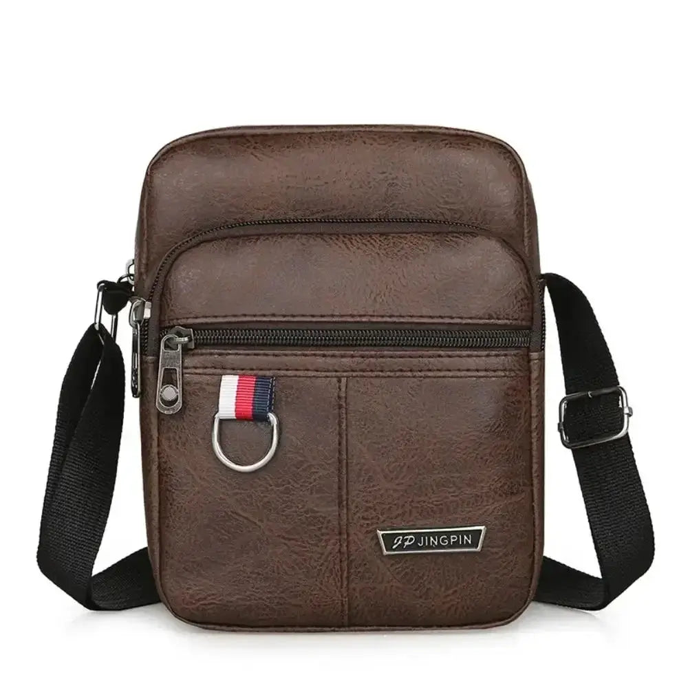 Aurora PU Leather Crossbody Bag For Men Large Capacity Casual Solid Color Shoulder Bag