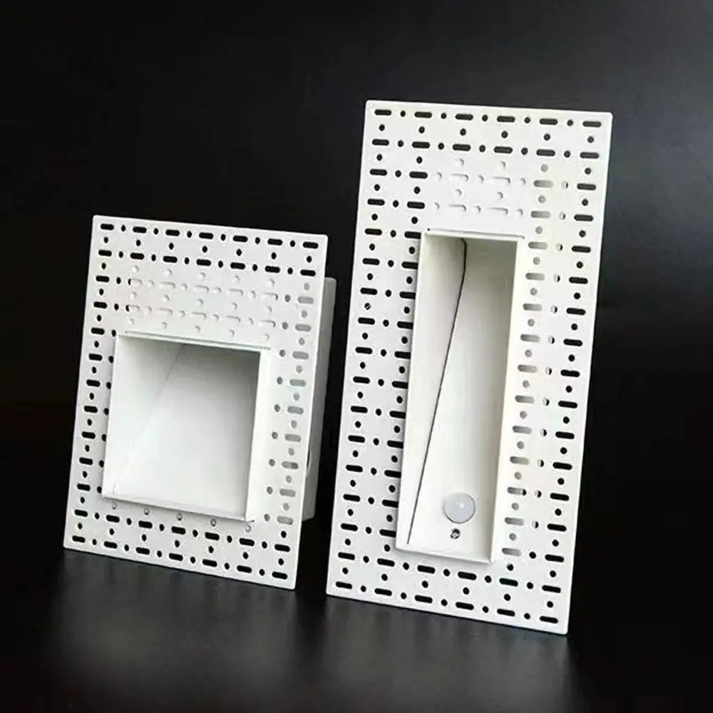 Embedded frameless LED step/stair wall lamps by Simples Market, white finish, pair with motion sensor