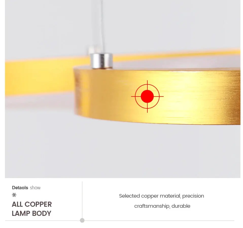 All-copper pendant lamp with gold finish for modern kitchen island lighting