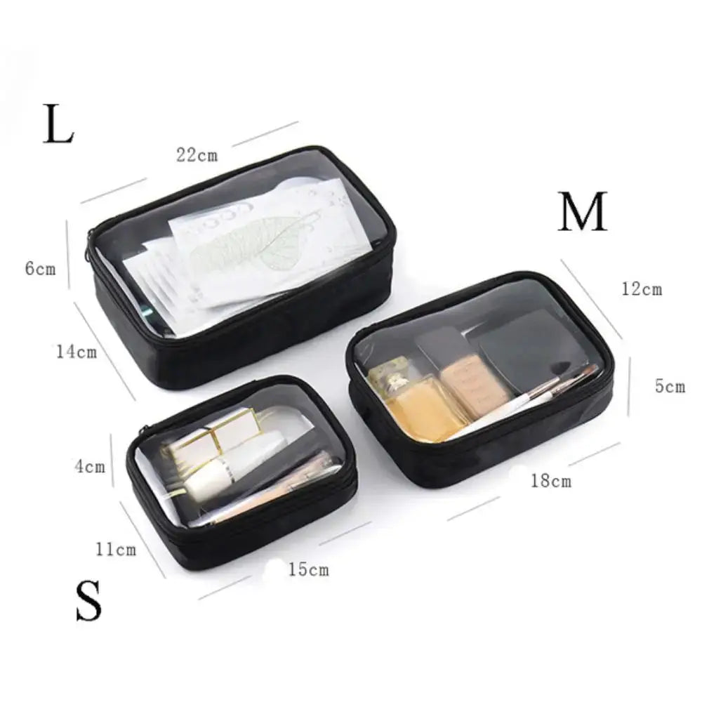 Transparent Travel Makeup Bag Zippered Waterproof Clear Cosmetic Organizer For Women Toiletries Kit