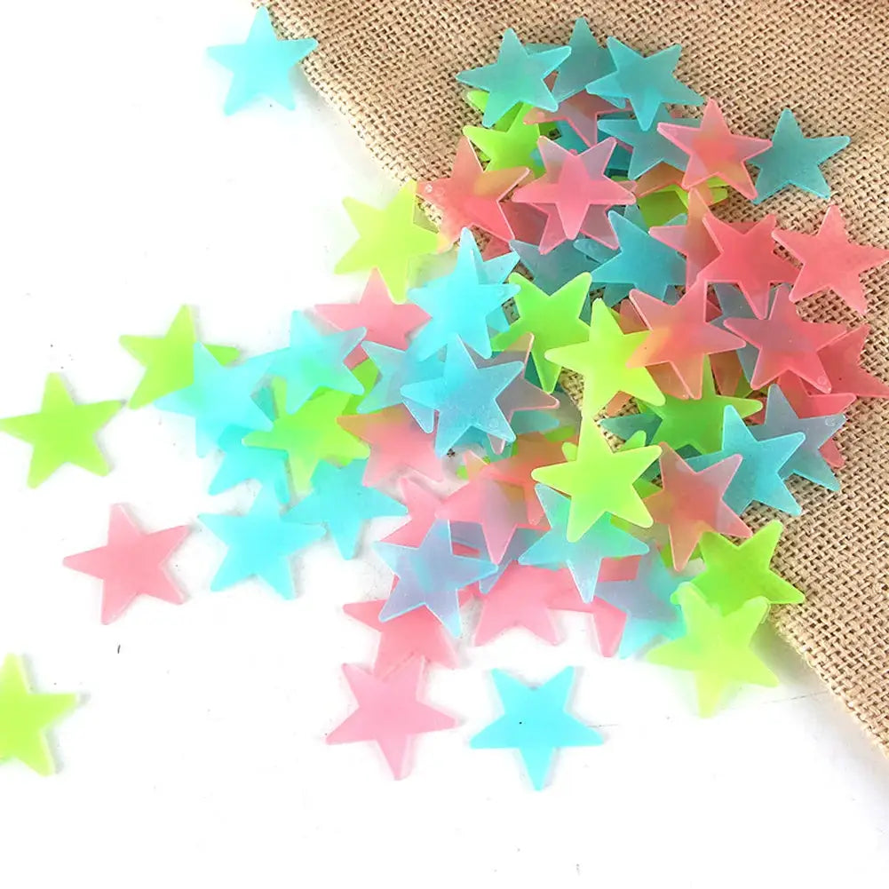 100 Piece Set Luminous Star Wall Stickers Glow In The Dark For Kids Room Decor Colorful Star Murals