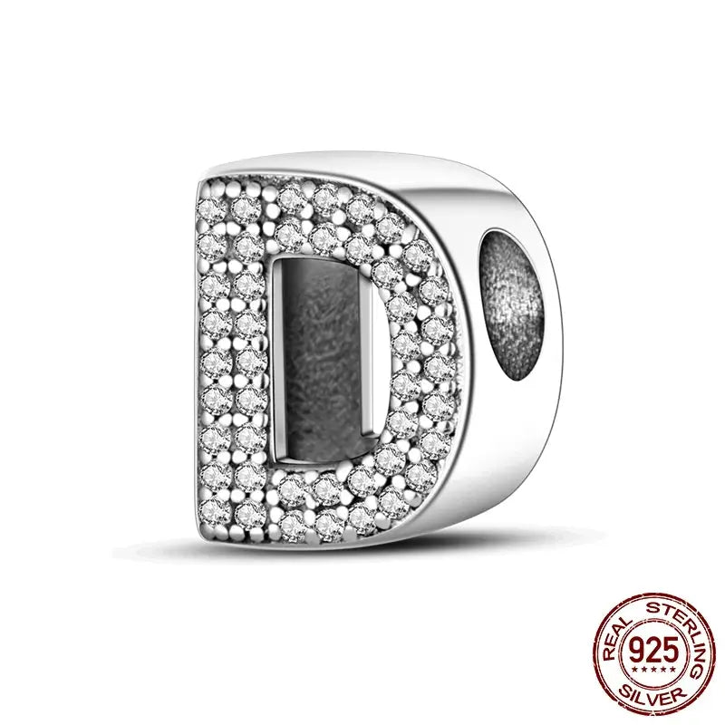 26 Alphabet Beads A To Z 925 Sterling Silver Love Charm Fit Original Bangle Charms Bracelet CZ Zircon Jewelry