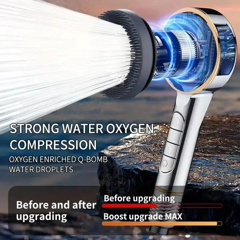Filtered Shower Head With Four Spray Settings Water Seal ABS Plastic