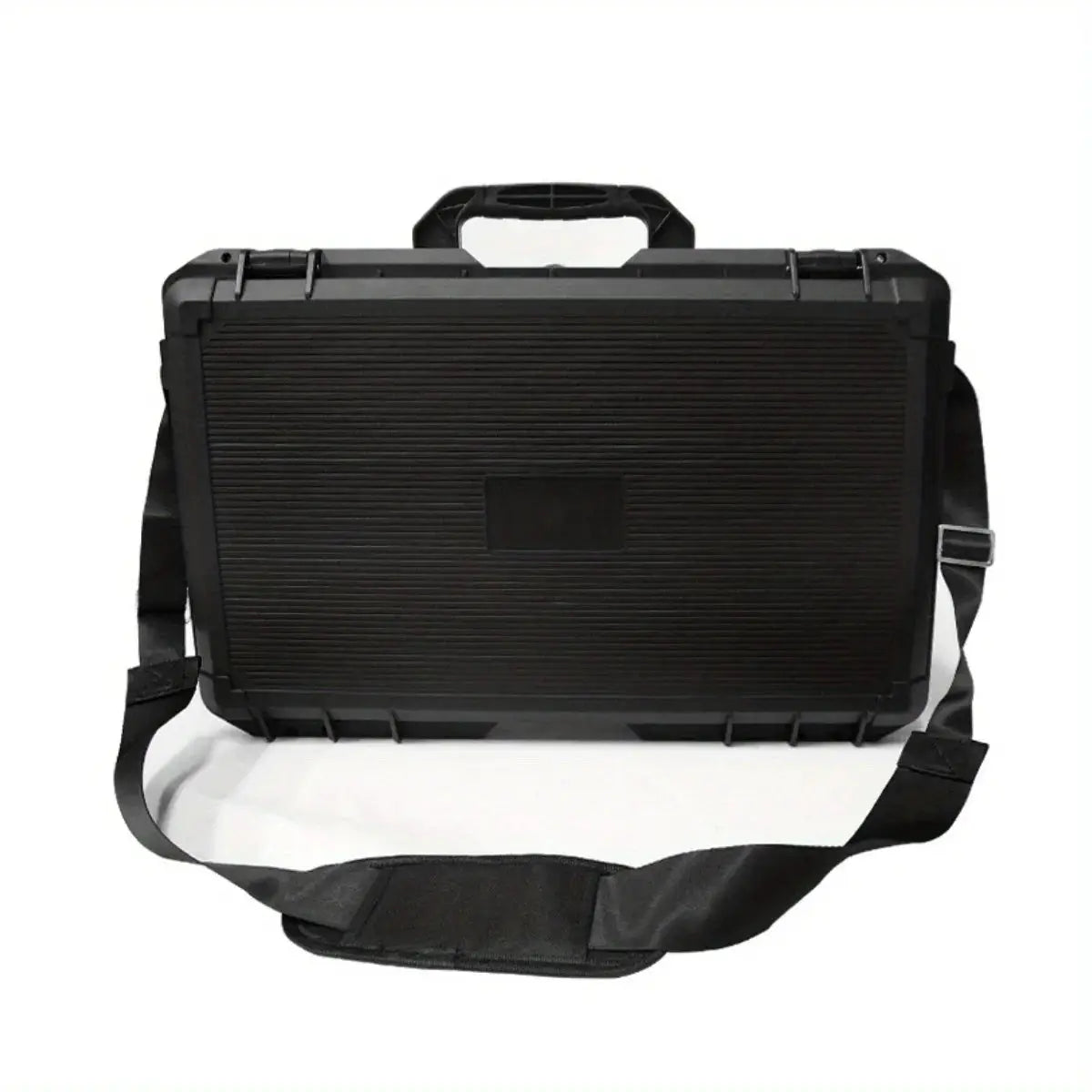 Hard-shell tool storage case by Simples Market, black with foam padding and adjustable shoulder strap.