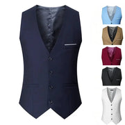 M 7XL Spring Summer Mens Suit Vest Sleeveless Adjustable Waist Single Breasted Solid Color Business Vest For Wedding