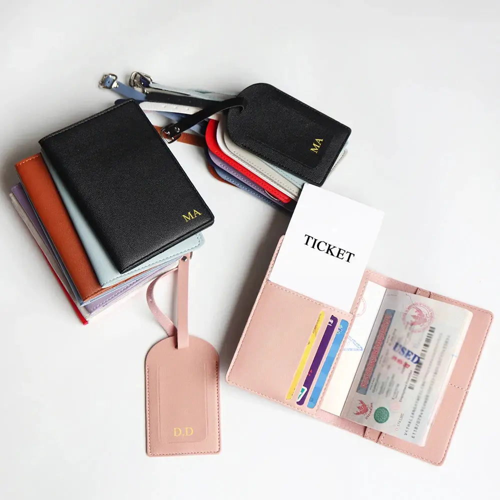 Simples Market travel passport cover set with assorted colors, luggage tag and card holder