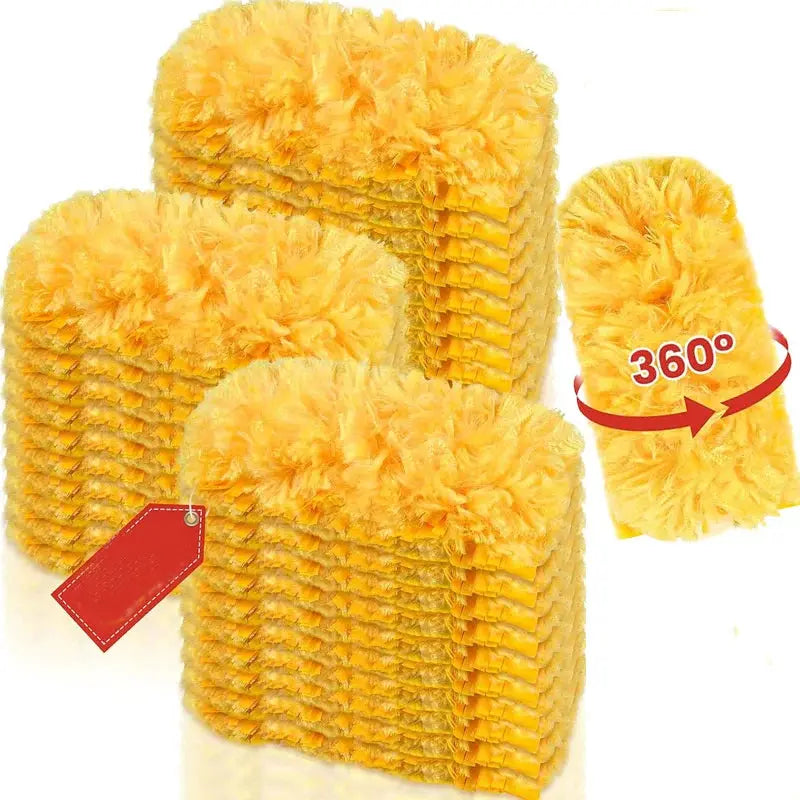 Simples Market yellow disposable microfiber duster set, 4 pieces, 360° electrostatic cleaning