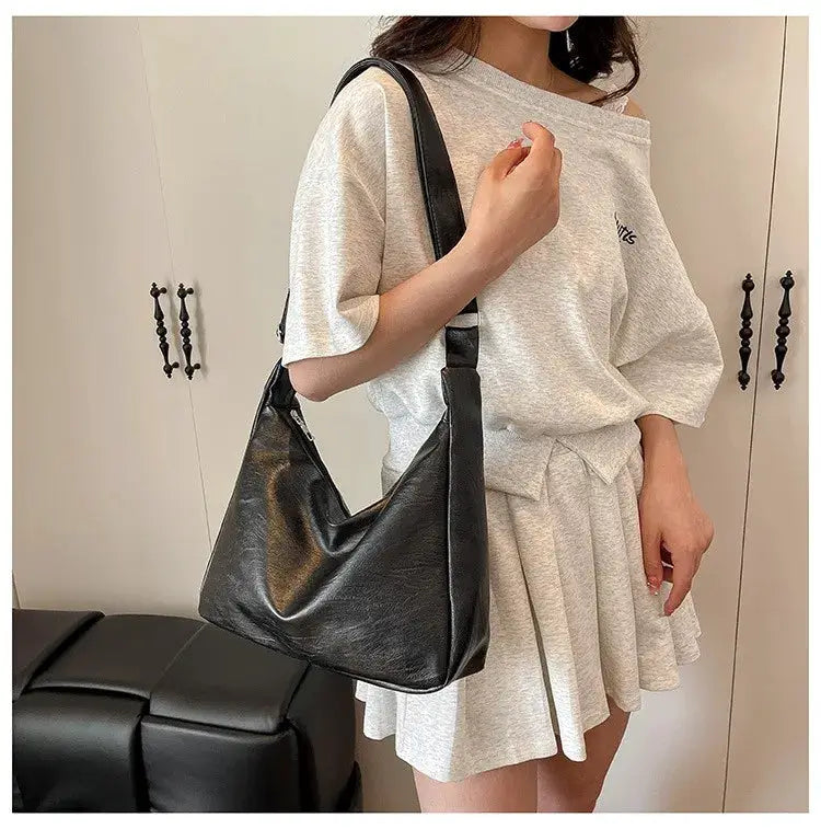 Homefish Leather Commuter Vintage Tote Bag For Women Maillard Style Crossbody Large Capacity PU Leather