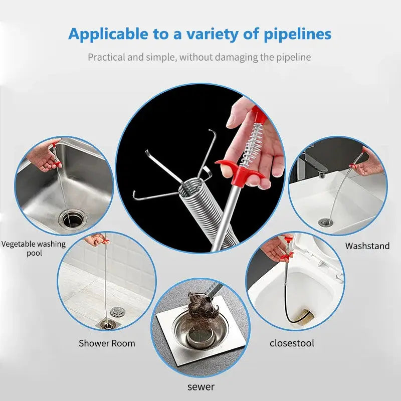 Plumbing Four Claw Hook Dredger Sewer Toilet Tool Manual Hair Clog Remover For Household Cleaning