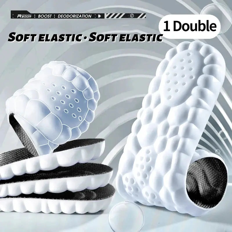 4D Cloud Technology Insoles For Shoes PU Memory Foam Breathable Cushioned Shock Absorption Arch Support For Running