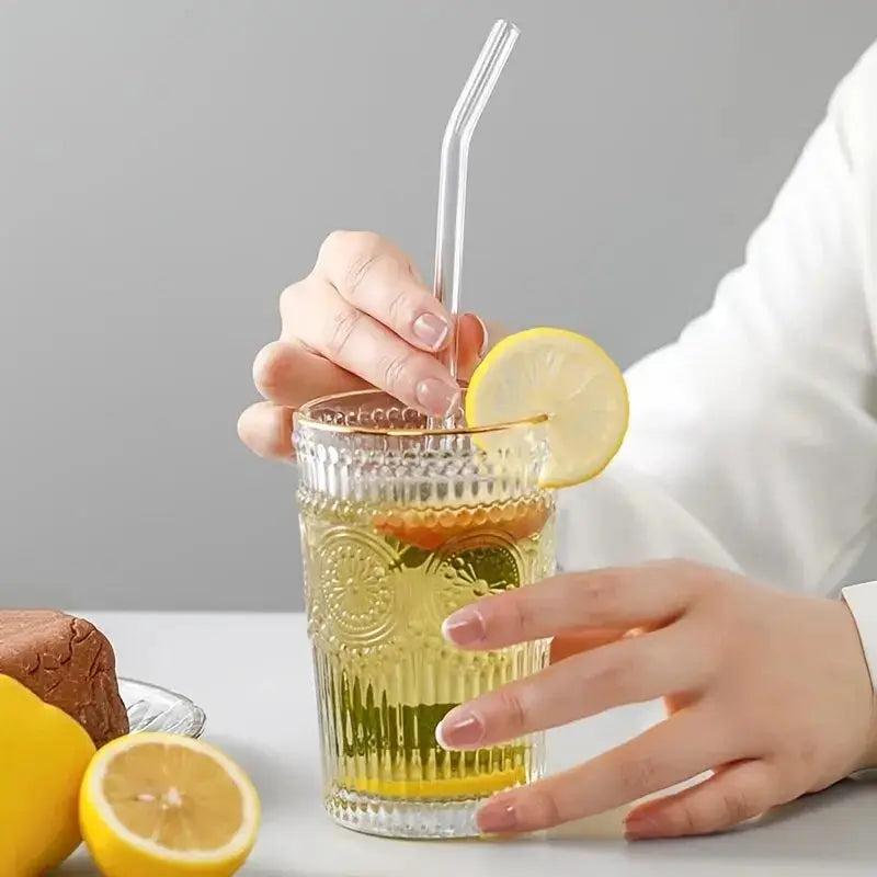 Heat Resistant Glass Straws Set Of Five With Brush Reusable Washable