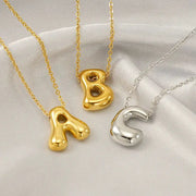 26 Initial Letter Necklace 18K Stainless Steel Balloon Bubble Style For Women Personalized Jewelry Gift Wholesale