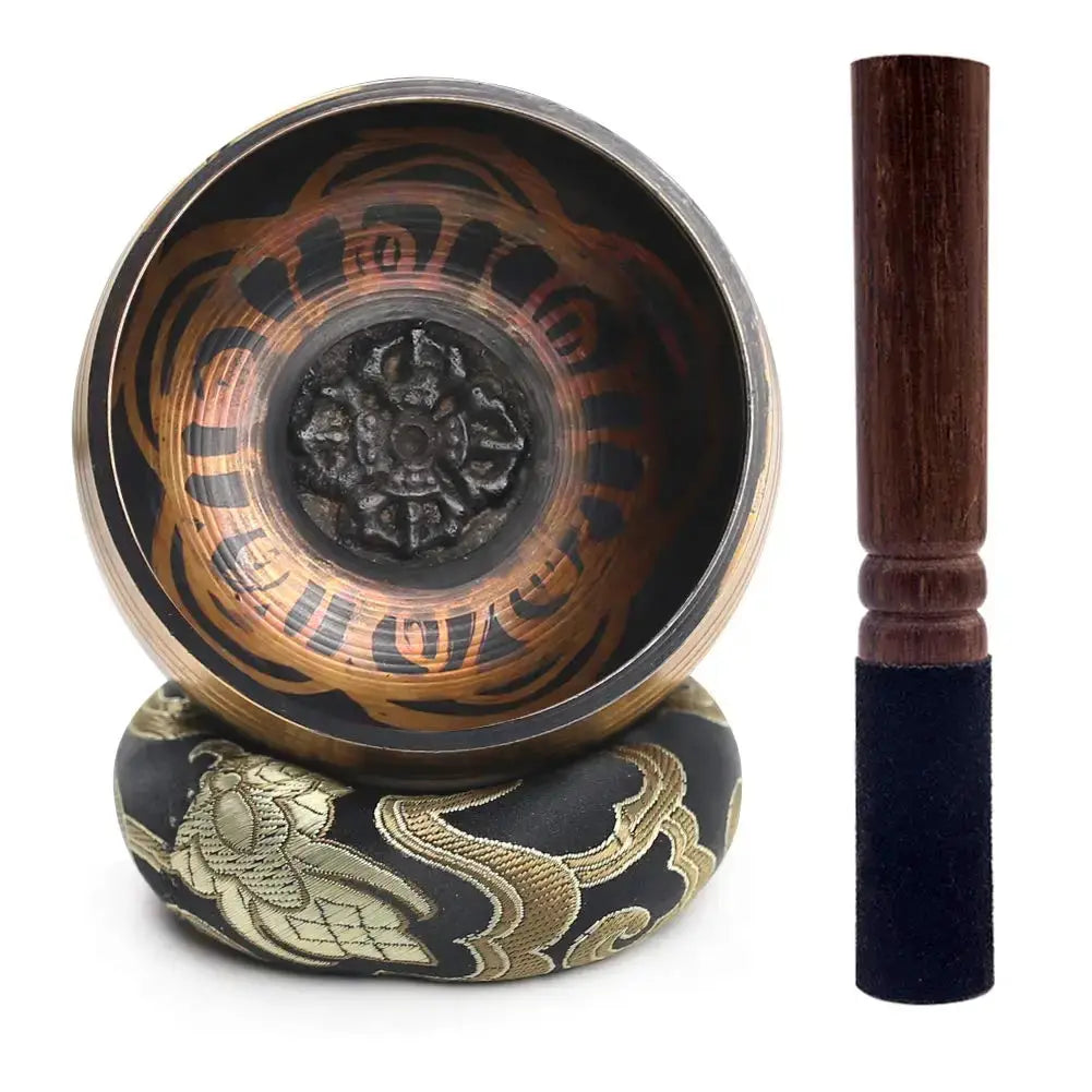 Tibetan Singing Bowl Set Lotus Design For Meditation Yoga Relaxation Chakra Healing Prayer And Mindfulness Gift
