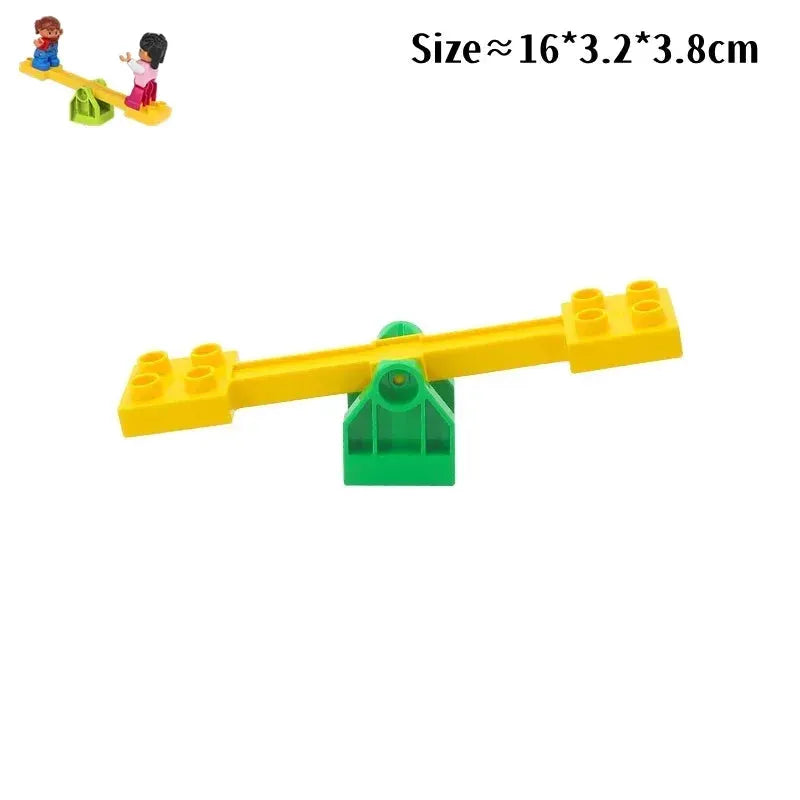 Big Building Blocks Duplo Compatible Large Brick Ferris Wheel Seesaw Slide Swing Educational Toy For Kids