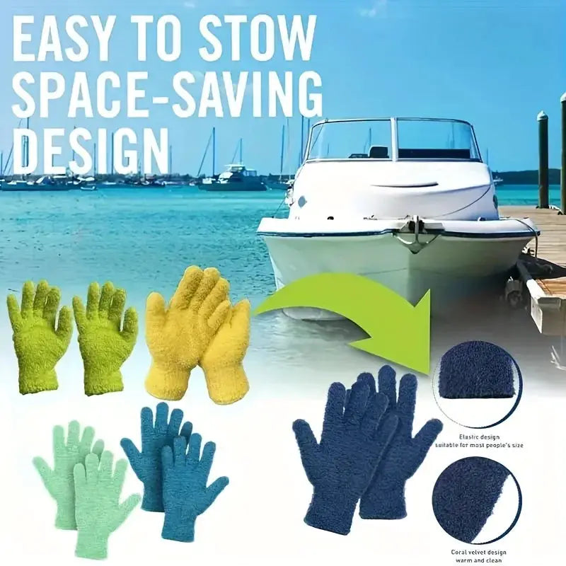 Simples Market microfiber dusting gloves, stretchable, breathable, multicolor cleaning gloves for cars, boats, RVs.