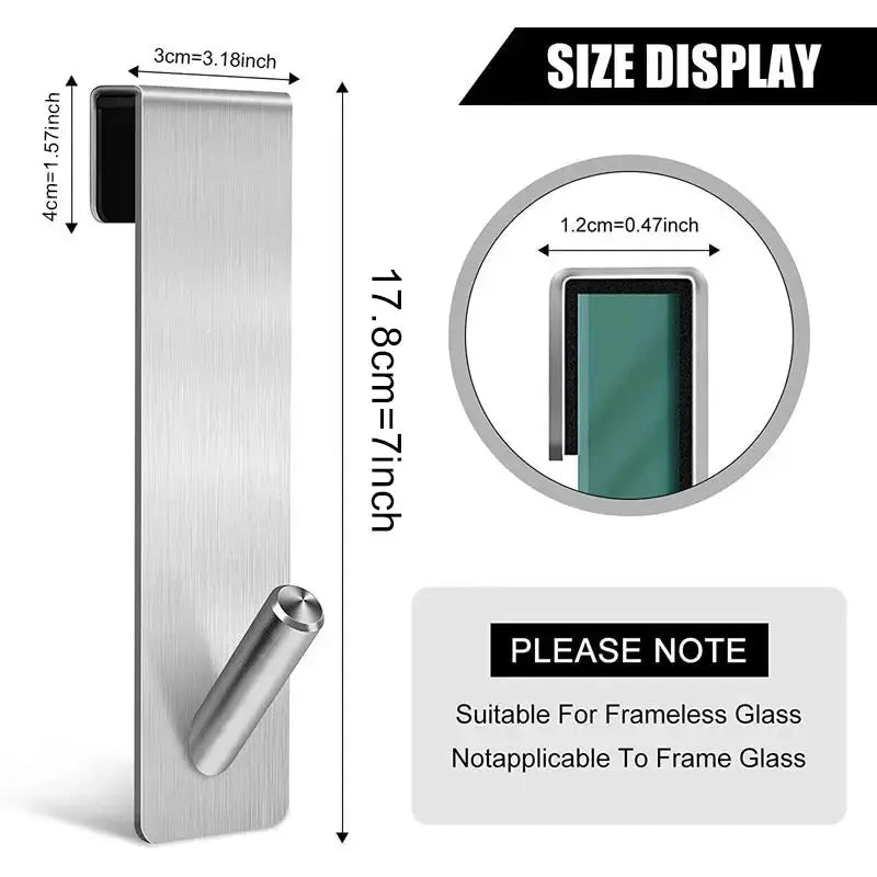 Simples Market stainless steel S-shaped shower door robe hook for over-glass mounting