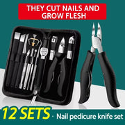 12 Piece Nail Clipper Set Paronychia Home Pedicure Tools High Grade Stainless Steel Manicure Kit