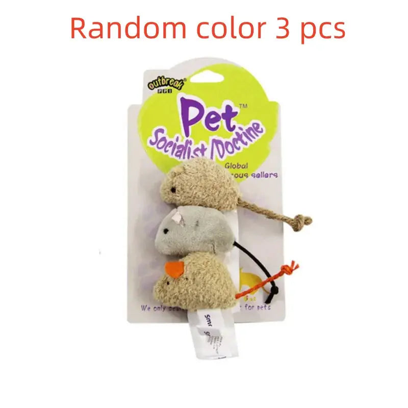 Three Pack Plush Simulation Mouse Cat Toys Bite Resistant and Scratch Resistant Interactive Toy Set for Cats and Kittens