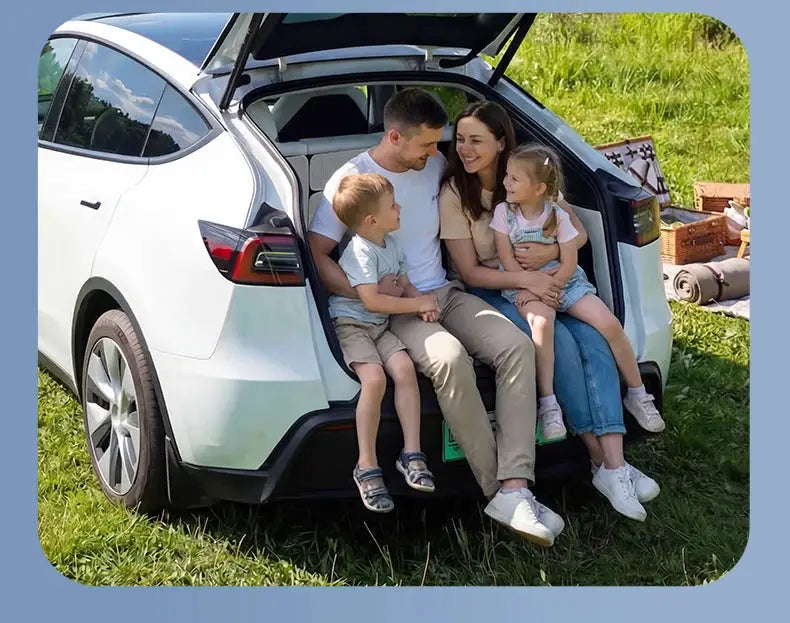 Trunk mats for Tesla Model Y Juniper leather, fully surrounded waterproof non-slip liner by Simples Market.