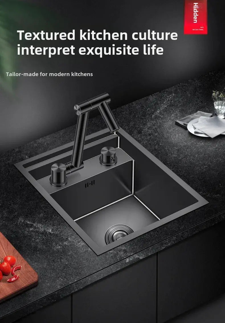 Bar sink, 304 stainless steel with lid, single-slot cup washer, Simples Market